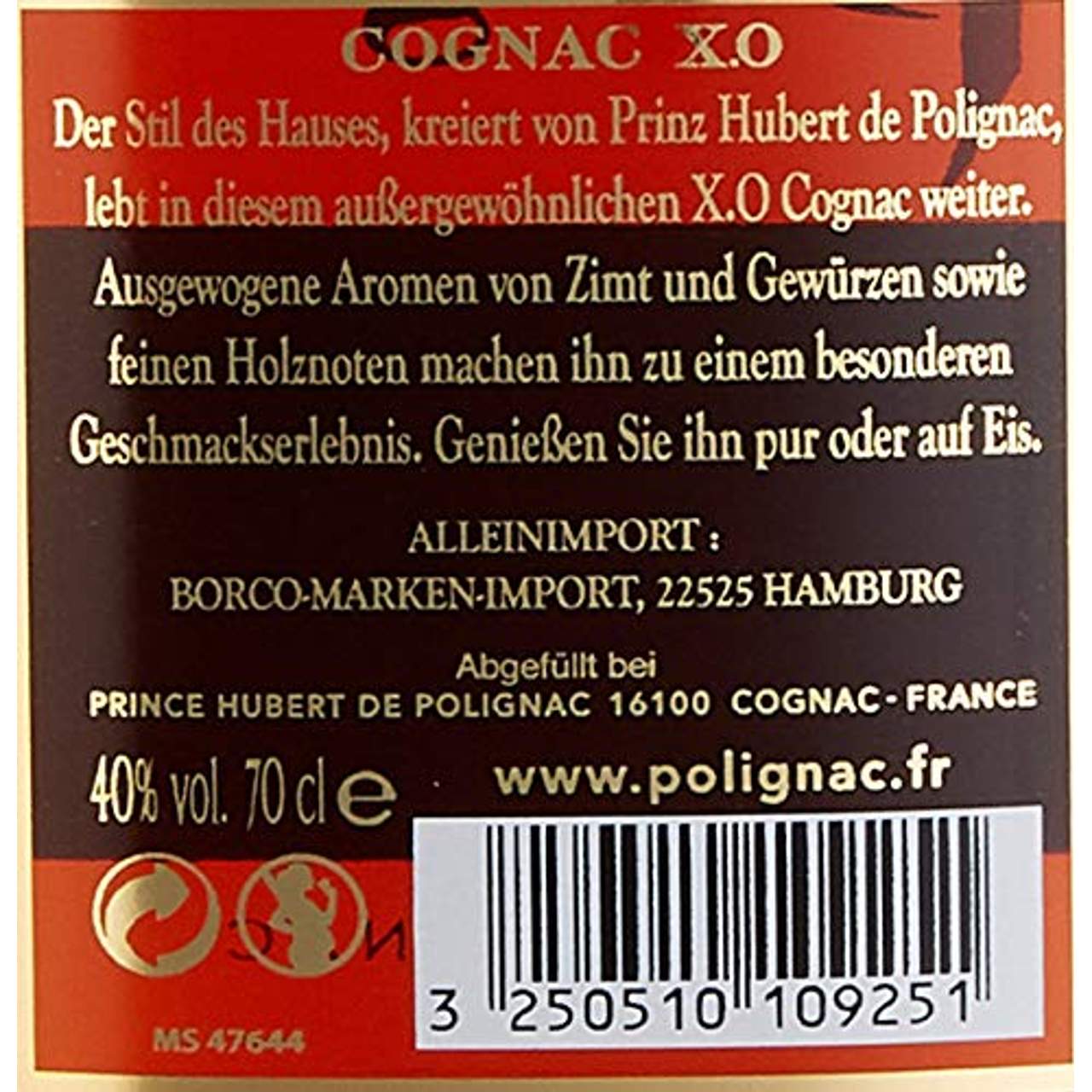Hubert de Polignac X.O Cognac