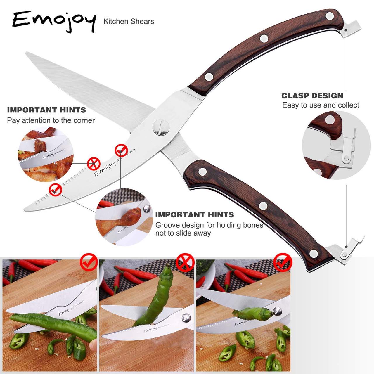 Emojoy Messerblock 15-teiliges Messerset Holzgriff