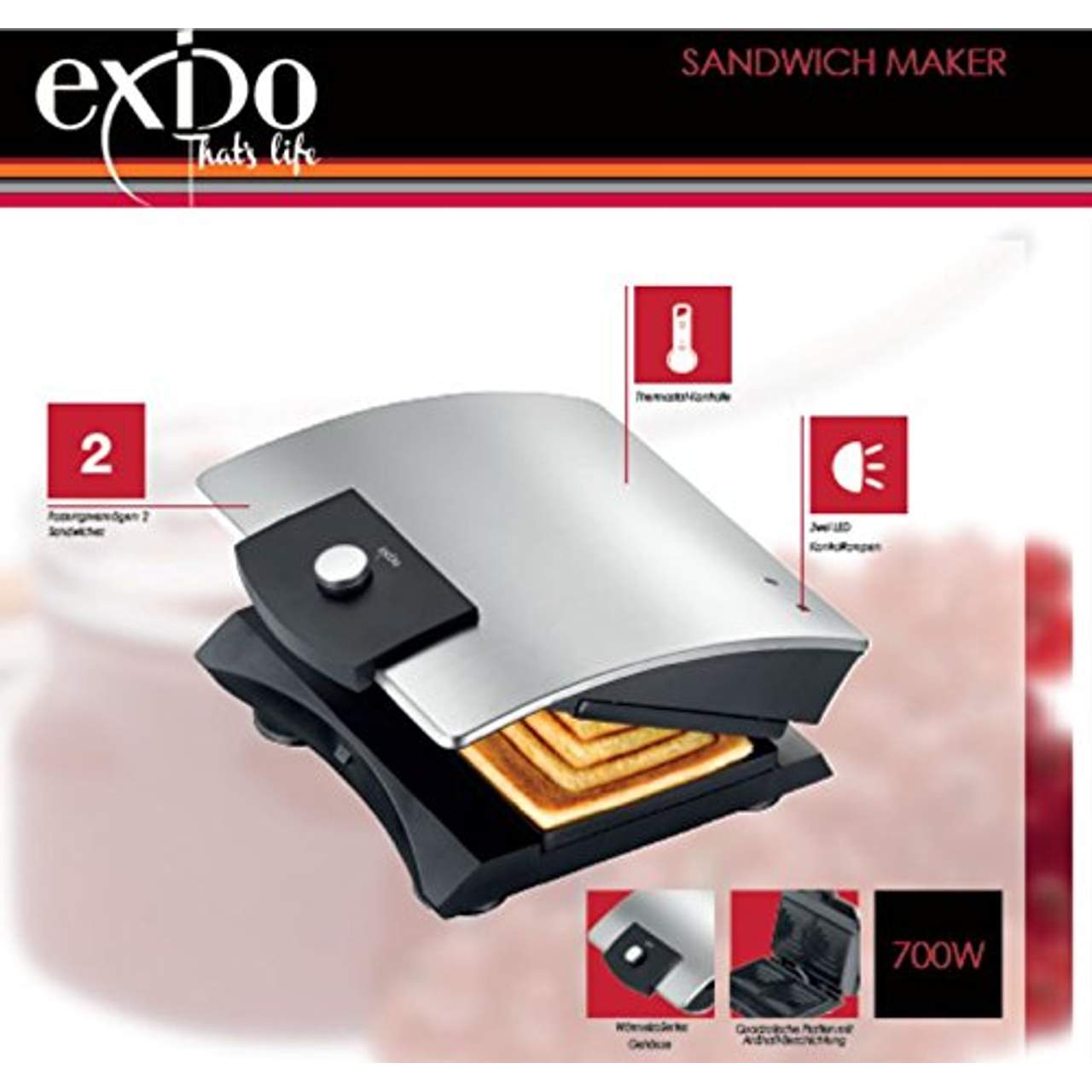 Exido 12240004 Sandwich Design Maker Sandwichmaker Doppel Sandwichtoaster